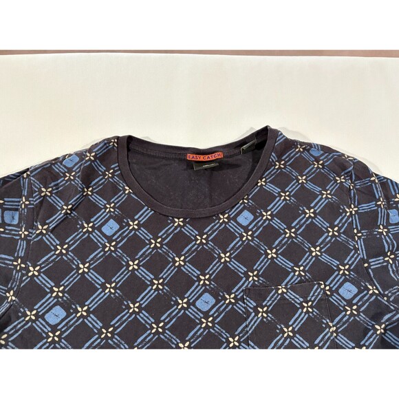Scotch & Soda Men's Cotton Jersey Crew Neck Geometric Blue AOP Printed T-Shirt L - Picture 4 of 12